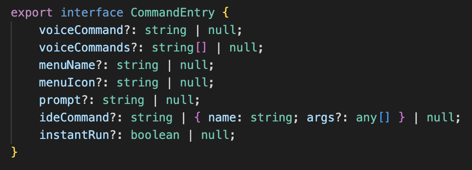 Command Entry Schema
