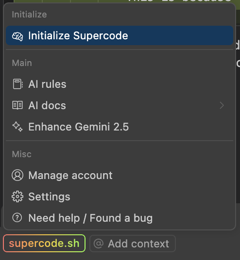 Initialize Supercode